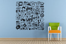 Load image into Gallery viewer, Play Game Video Games Play Button Game Over Controller Joystick Consul Room Brain Mind Wall Room Vinyl Mural Art Decor Decal Sticker L1641
