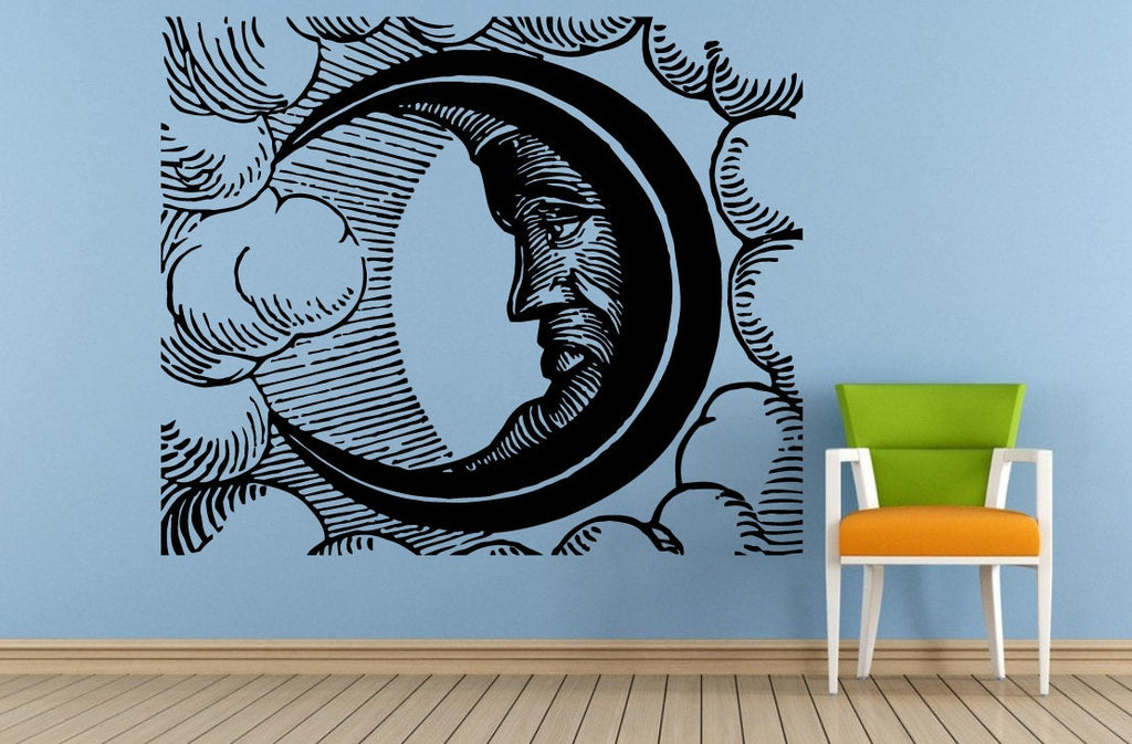 Space Night Sky Stars Moon Sun Baby Kids Child's Room Nursery Wall Room Vinyl Mural Art Decor Decal Sticker L1654