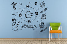 Load image into Gallery viewer, Space Solar System Planets Stars Satellites Seasons Professor Teaching Wall Room Vinyl Mural Art Decor Decal Sticker L1644