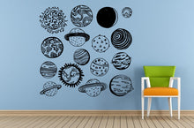 Load image into Gallery viewer, Space Solar System Planets Stars Earth Sun Moon Mars Venus Mercury Neptune Jupiter Wall Room Vinyl Mural Art Decor Decal Sticker L1646