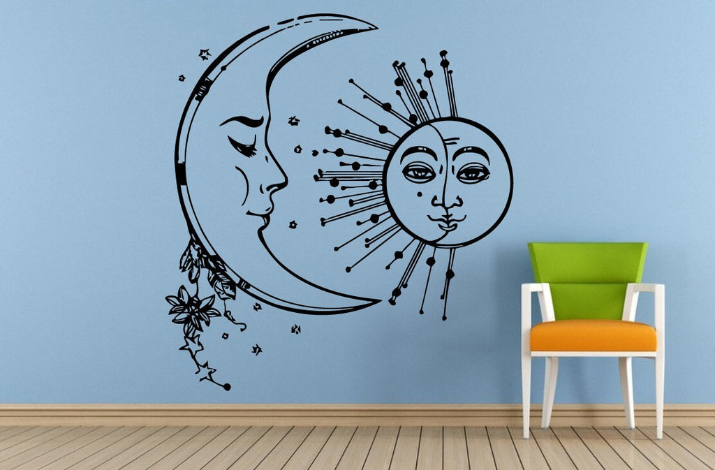 Space Night Sky Stars Moon Sun Baby Kids Child's Room Nursery Wall Room Vinyl Mural Art Decor Decal Sticker L1653