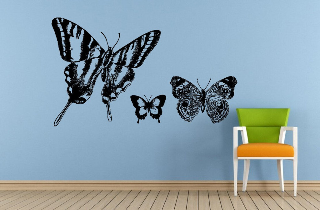 Butterfly's Set of Three Wall Room Vinyl Mural Art Decor Decal Sticker L1663