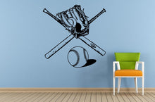 Load image into Gallery viewer, Baseball Bat Glove Two Bats Sports Gear Tools Wall Room Vinyl Mural Art Decor Decal Sticker L1661