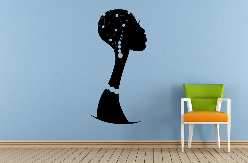 Woman Afro Girl African Tribe Ancient Tribal Pattern Jewelry Wall Room Vinyl Mural Art Decor Decal Sticker L1673