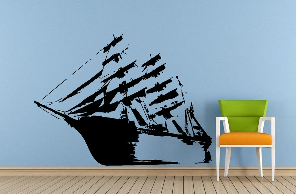 Sail Boat Old Ship Yat Liner Ocean Sea Lake River Transport Wall Decal Vinyl Sticker Mural Room Decor L1696