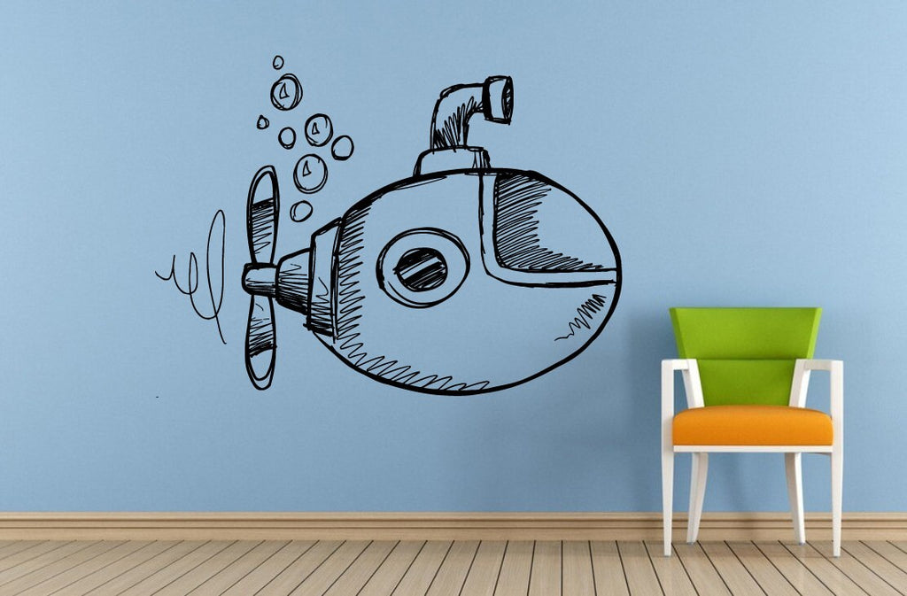Submarine Under Water Navy Sail Boat Old Ship Yat Liner Ocean Sea Lake River Transport Wall Decal Vinyl Sticker Mural Room Decor L1699