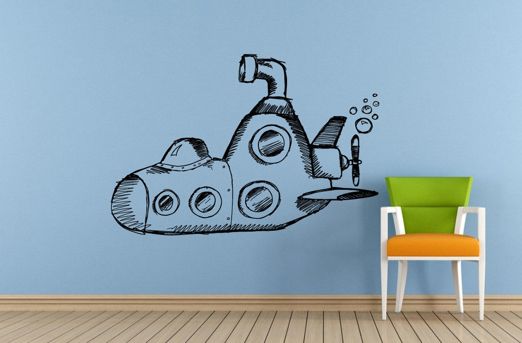 Submarine Under Water Navy Sail Boat Old Ship Yat Liner Ocean Sea Lake River Transport Wall Decal Vinyl Sticker Mural Room Decor L1700
