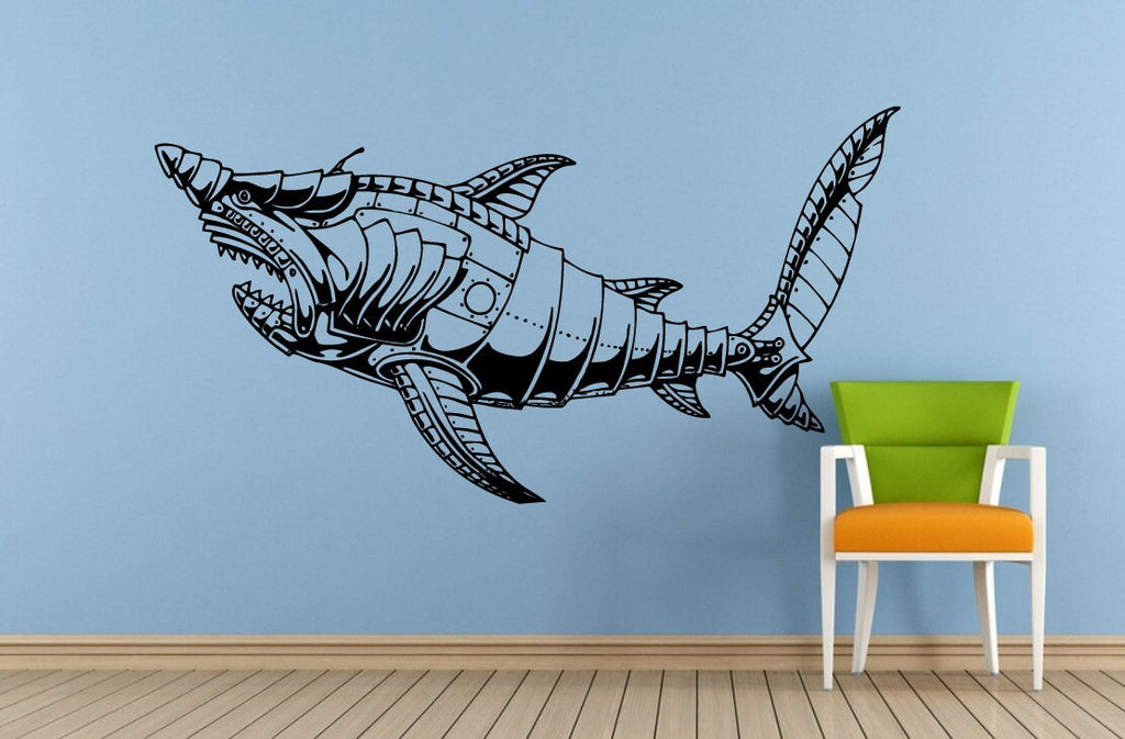 Iron Metal Shark Fish Submarine Navy Boat Old Ship Yat Liner Ocean Sea Lake River Transport Wall Decal Vinyl Sticker Mural Room Decor L1705