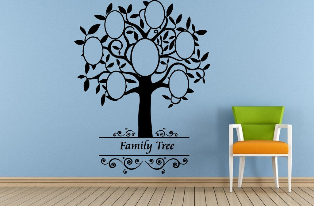 Big Family Tree Picture Frame Birds Floral Flower Pattern Window Wall Decal Vinyl Sticker Mural Room Decor L1730