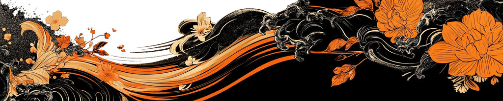 Orange Floral Car Wrap for Nissan GTR | Luxury Sport Car Vinyl Wrap | Artistic Side Graphics nv001 with Flowing Flower Design | Custom Performance Wrap Film