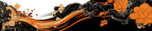 Load image into Gallery viewer, Orange Floral Car Wrap for Nissan GTR | Luxury Sport Car Vinyl Wrap | Artistic Side Graphics nv001 with Flowing Flower Design | Custom Performance Wrap Film