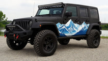 Load image into Gallery viewer, Mountain Landscape Car Wrap for Jeep Wrangler | Adventure Vinyl Wrap | Outdoor Off-Road Jeep Graphic | Blue Mountain Range Design | Durable Wrap Film nv006