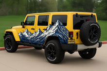 Load image into Gallery viewer, Mountain Line Art Car Wrap for Jeep Wrangler | Blue and White Outdoor Vinyl Wrap | Adventure Off-Road 4x4 Graphic | Durable Matte or Gloss Wrap Film nv007