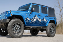 Load image into Gallery viewer, Mountain Line Art Car Wrap for Jeep Wrangler | Blue and White Outdoor Vinyl Wrap | Adventure Off-Road 4x4 Graphic | Durable Matte or Gloss Wrap Film nv007
