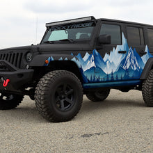 Load image into Gallery viewer, Blue Mountain Landscape Car Wrap for Jeep Wrangler | Outdoor Adventure Vinyl Wrap | Scenic Off-Road 4x4 Wrap Design | Gloss or Matte Finish Vinyl Film nv008