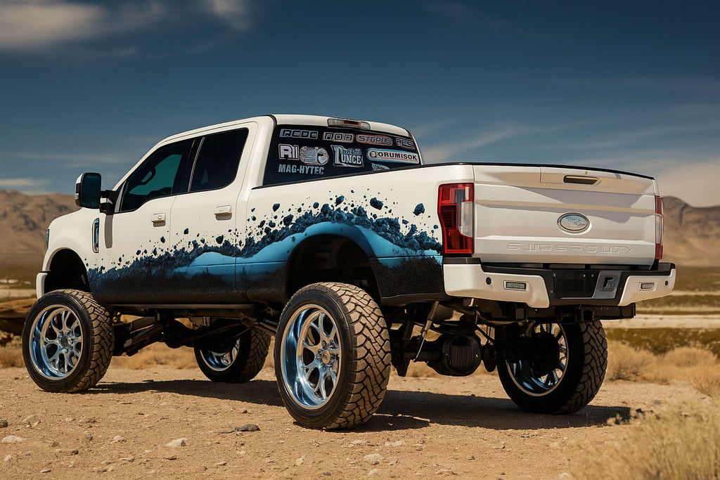 Blue Splash Truck Wrap | Off-Road Vinyl Wrap for Lifted 4x4 Trucks | Wave and Mud Design | Custom Adventure Wrap | Gloss or Matte Outdoor Wrap Film nv011