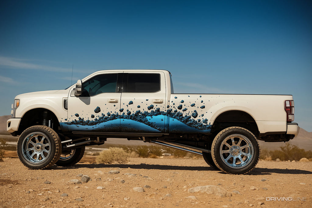 Blue Splash Truck Wrap | Off-Road Vinyl Wrap for Lifted 4x4 Trucks | Wave and Mud Design | Custom Adventure Wrap | Gloss or Matte Outdoor Wrap Film nv011