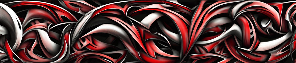 Red Metallic Abstract Car Wrap – Tesla Cybertruck Full-Body Vinyl Wrap | Luxury Vehicle Graphics | Custom 3D Chrome-Effect Wrap by Stickalz nv013