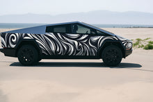 Load image into Gallery viewer, Black Silver Swirl Car Wrap – Custom Full-Body Vinyl Wrap for Lifted Truck | 3D Abstract Metallic Vehicle Graphics | Premium Wrap by Stickalz nv014