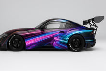 Load image into Gallery viewer, Neon Light Trail Car Wrap – Electric Blue &amp; Pink Vinyl Wrap for Nissan GTR | Futuristic Glow Racing Design | Custom Sports Car Wrap by Stickalz nv017