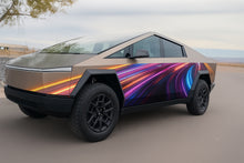 Load image into Gallery viewer, Neon Racing Light Car Wrap – Nissan GTR Full Body Vinyl Wrap | Futuristic Purple Blue Line Design | Premium Sports Car Wrap by Stickalz nv018