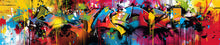 Load image into Gallery viewer, Graffiti Street Art Cybertruck Wrap – Full Side Vinyl Wrap | Urban Color Explosion Design | Custom Tesla Cybertruck Graphics by Stickalz nv020