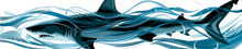 Load image into Gallery viewer, Shark Attack Truck Wrap – Full Side Vinyl Wrap for Lifted Pickup | Ocean Wave Blue Design | Custom Yellow Truck Graphics by Stickalz nv023