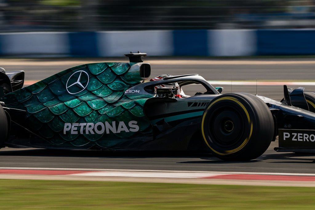Emerald Dragon Scale Racing Wrap – Full Body Vinyl Wrap for Formula Cars | Metallic Green Reptile Texture Design | Custom Track Wrap by Stickalz nv024