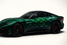 Load image into Gallery viewer, Emerald Dragon Scale Racing Wrap – Full Body Vinyl Wrap for Formula Cars | Metallic Green Reptile Texture Design | Custom Track Wrap by Stickalz nv024