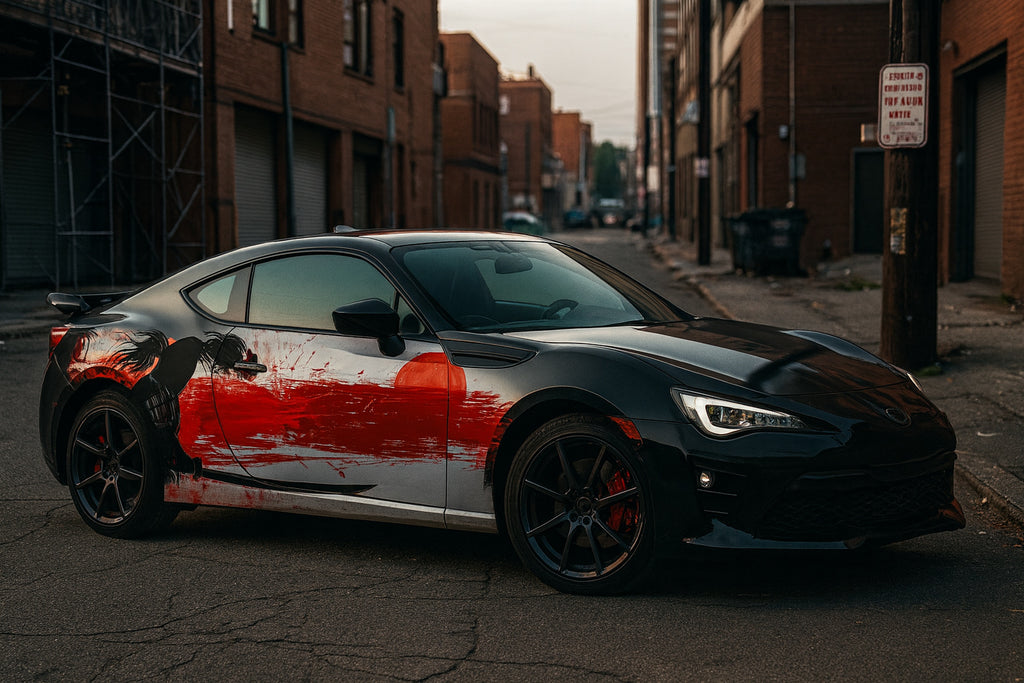 Samurai Warrior Racing Car Decal – Full Side JDM Vinyl Wrap | Red Sun Japanese Art Graphic | Custom Drift Car Design by Stickalz nv027
