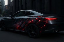 Load image into Gallery viewer, Black and Red Neon Grid Car Wrap – Futuristic Sci-Fi Vinyl Design | Full Side Vehicle Wrap for Sports and Luxury Cars by Stickalz nv030