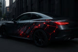 Black and Red Neon Grid Car Wrap – Futuristic Sci-Fi Vinyl Design | Full Side Vehicle Wrap for Sports and Luxury Cars by Stickalz nv030