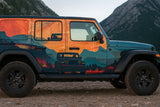 Mountain Sunset Jeep Wrap – Adventure Landscape Vinyl Design | Full Side Vehicle Wrap for Jeep, SUV & Off-Road Builds by Stickalz nv033