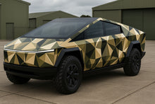 Load image into Gallery viewer, Geometric Camo Cybertruck Wrap – Military-Inspired Polygon Vinyl Design | Full Body Vehicle Wrap for Tesla Cybertruck &amp; Trucks by Stickalz nv035