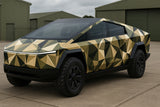 Geometric Camo Cybertruck Wrap – Military-Inspired Polygon Vinyl Design | Full Body Vehicle Wrap for Tesla Cybertruck & Trucks by Stickalz nv035