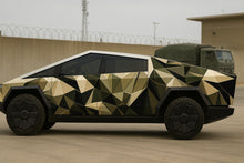 Load image into Gallery viewer, Geometric Camo Cybertruck Wrap – Military-Inspired Polygon Vinyl Design | Full Body Vehicle Wrap for Tesla Cybertruck &amp; Trucks by Stickalz nv035