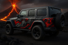 Load image into Gallery viewer, Lava Flow Jeep Wrap – Volcanic Red &amp; Black 3D Terrain Vinyl Design | Full Side Adventure Vehicle Wrap for Jeep &amp; Off-Road Trucks by Stickalz nv036