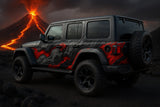 Lava Flow Jeep Wrap – Volcanic Red & Black 3D Terrain Vinyl Design | Full Side Adventure Vehicle Wrap for Jeep & Off-Road Trucks by Stickalz nv036