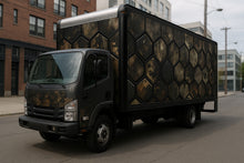 Load image into Gallery viewer, Industrial Honeycomb Truck Wrap – Black &amp; Bronze 3D Metallic Texture | Premium Commercial Vinyl Wrap for Box Trucks, Delivery Fleets &amp; Food Vans by Stickalz nv047