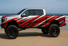 Load image into Gallery viewer, Desert Racer Truck Wrap – Red, Black &amp; White Speed Stripe Design | Premium Matte Vinyl Vehicle Wrap for Lifted Trucks, Off-Road Rigs &amp; 4x4 Builds by Stickalz nv052