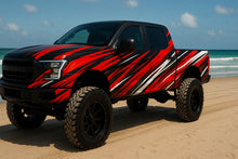 Load image into Gallery viewer, Desert Racer Truck Wrap – Red, Black &amp; White Speed Stripe Design | Premium Matte Vinyl Vehicle Wrap for Lifted Trucks, Off-Road Rigs &amp; 4x4 Builds by Stickalz nv052
