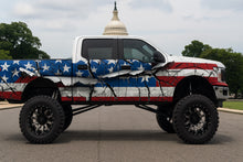 Load image into Gallery viewer, Cracked American Flag Truck Wrap – Distressed 3D Patriotic Vinyl Design | Matte Vehicle Wrap for Lifted Trucks, Off-Road 4x4s &amp; Diesel Builds by Stickalz nv057