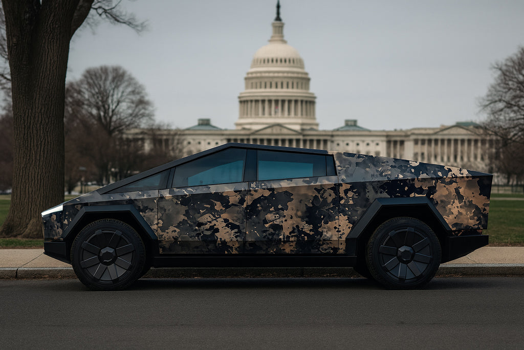 Urban Tactical Camouflage Cybertruck Wrap – Full-Body Vinyl Vehicle Graphic Kit | Matte Stealth Military Style Car Wrap for Tesla Cybertruck nv058