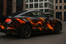 Load image into Gallery viewer, Inferno Flame Mustang Wrap – Realistic Fire Graphic Full-Body Car Vinyl | Hot Rod Style Custom Flame Car Wrap for Muscle Cars by Stickalz nv063