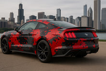 Load image into Gallery viewer, Red Urban Camo Mustang Wrap – Black and Gray Stealth Car Vinyl Graphic | Aggressive Full-Body Camouflage Wrap for Muscle Cars by Stickalz nv064