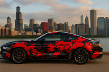 Load image into Gallery viewer, Red Urban Camo Mustang Wrap – Black and Gray Stealth Car Vinyl Graphic | Aggressive Full-Body Camouflage Wrap for Muscle Cars by Stickalz nv064