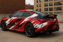 Load image into Gallery viewer, Red and Black Brush Stroke Car Wrap – Abstract Racing Vinyl Graphic Kit | Aggressive Full-Body Street Style Vehicle Wrap by Stickalz nv065