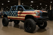 Load image into Gallery viewer, Distressed American Flag Truck Wrap – Patriotic Stars and Stripes Vinyl | Vintage USA Full-Body Pickup Wrap for Off-Road and Show Trucks by Stickalz nv069