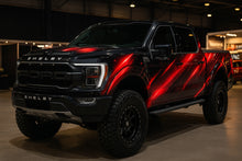 Load image into Gallery viewer, Black and Red Cyber Line Truck Wrap – Futuristic Vinyl Graphic for Pickup | Matte Tech-Inspired Full-Body Vehicle Wrap for Off-Road and Show Trucks by Stickalz nv071