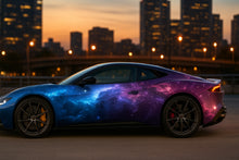 Load image into Gallery viewer, Galaxy Nebula Car Wrap – Blue and Purple Cosmic Vinyl Graphic | Full-Body Space-Inspired Car Wrap for Supercars and Luxury Vehicles by Stickalz nv075